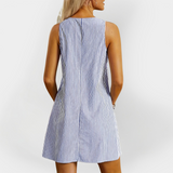 Rochie fără mâneci, cu dungi