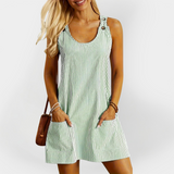 Rochie fără mâneci, cu dungi