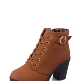 Cizme Martin pentru femei, cu cataramă și toc gros