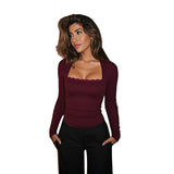 Amara De Vreemer | Pulover roșu vin cu detalii subtile cusute